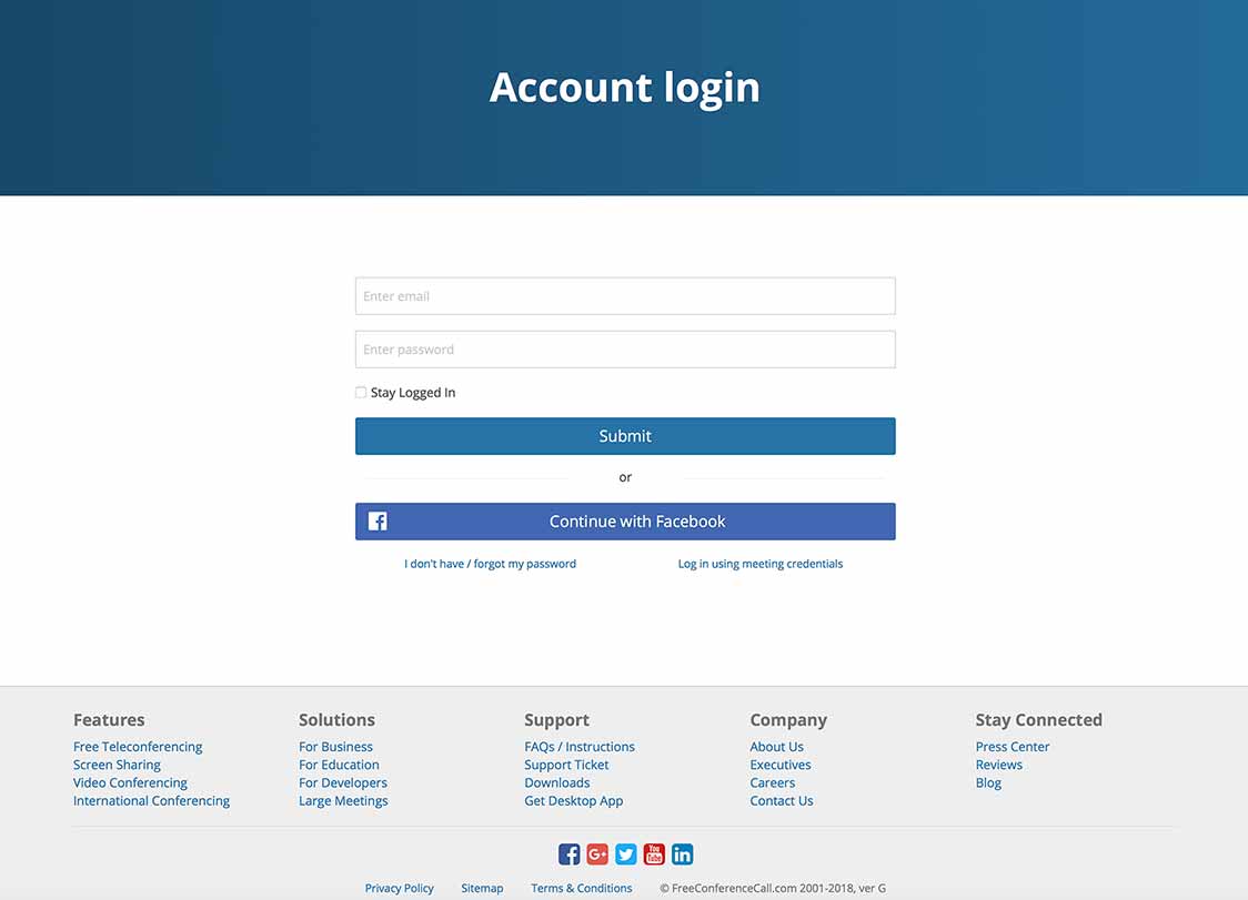 Accesso all'account FreeConferenceCall