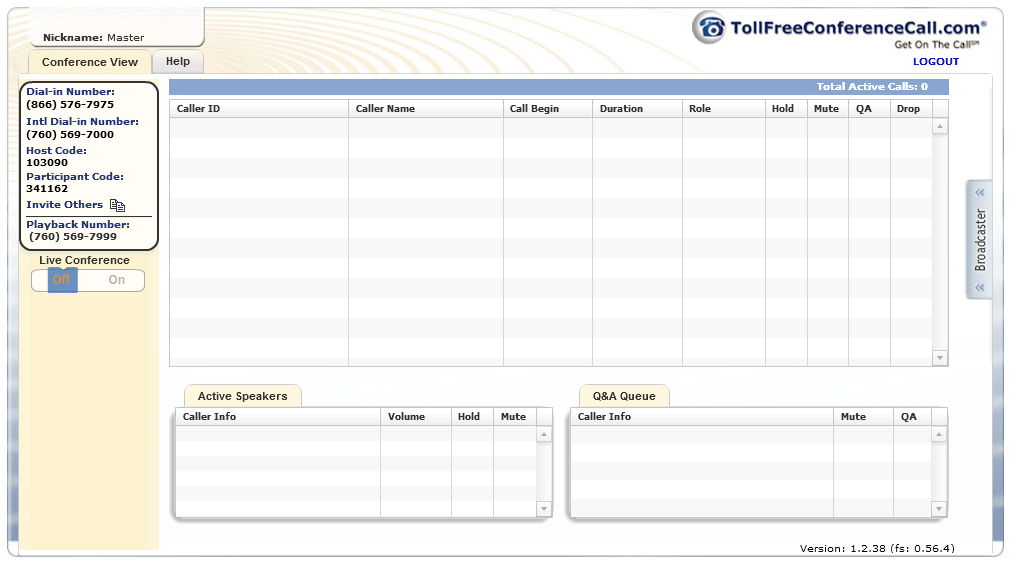 TollFreeConferenceCall Web Control Panel